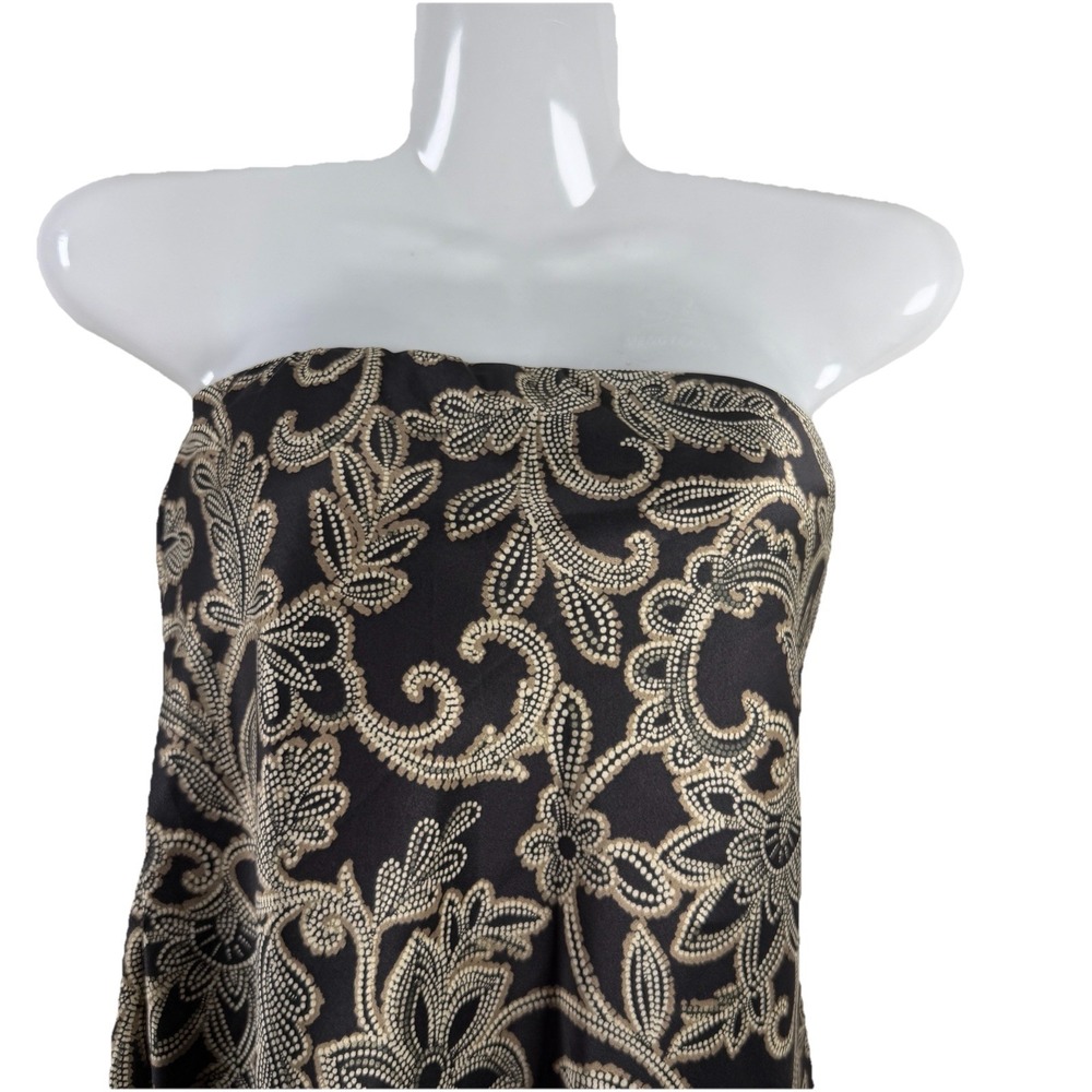 See You Monday Strapless Tube Top Black Blouse Size L Black Cream Lined Elastic